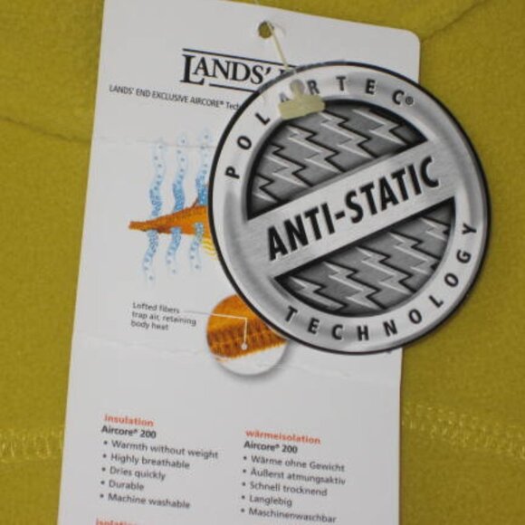 NWT Lands' End Polartec Aircore 200 Fleece Jacket LP Yellow Gold Full Zip Petite - Picture 8 of 14